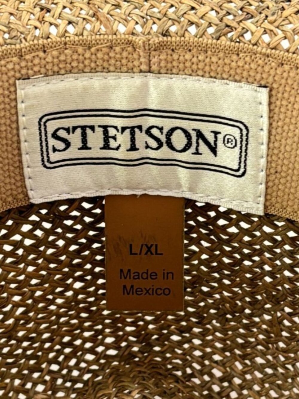 Stetson Straw Hat L XL Wide Brim Western Fedora Panama Style Made Mexico Summer - Picture 9 of 10